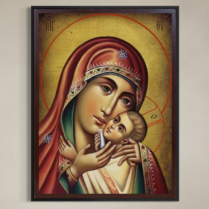 Icoana ortodoxa a maicii domnului cu pruncul, tablou canvas pentru perete